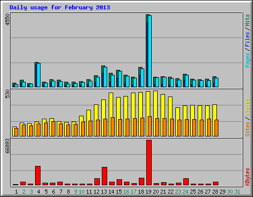 Daily usage for February 2013