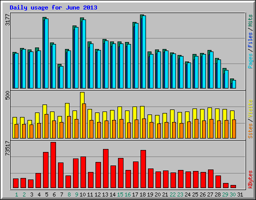 Daily usage for June 2013