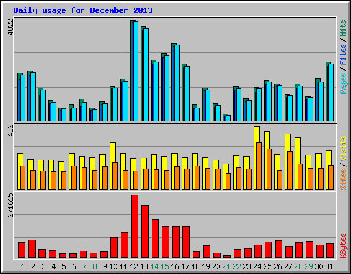 Daily usage for December 2013