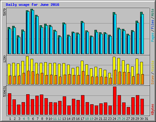 Daily usage for June 2016