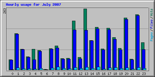 Hourly usage for July 2007