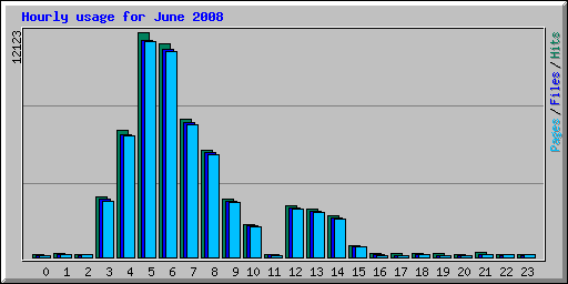 Hourly usage for June 2008