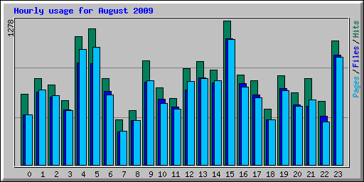 Hourly usage for August 2009