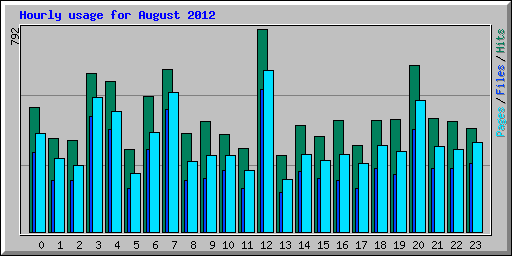 Hourly usage for August 2012