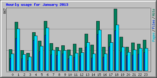 Hourly usage for January 2013