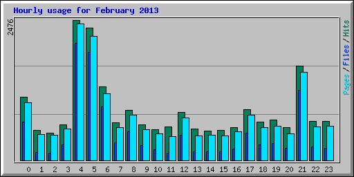 Hourly usage for February 2013