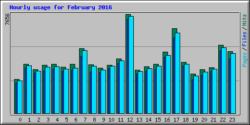 Hourly usage for February 2016