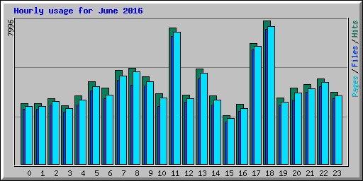 Hourly usage for June 2016